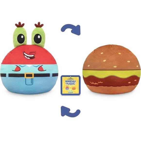 TeeTurtle Spongebob Squarepants Reversible Plushie Mr. Krabs and Krabby Patty 6" - Picture 1 of 5